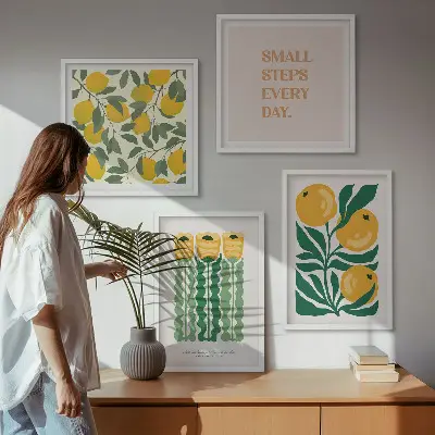 Multi-piece floral wall art set with botanical plant patterns