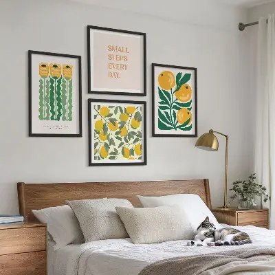 Multi-piece floral wall art set with botanical plant patterns