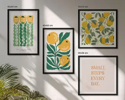 Multi-piece floral wall art set with botanical plant patterns