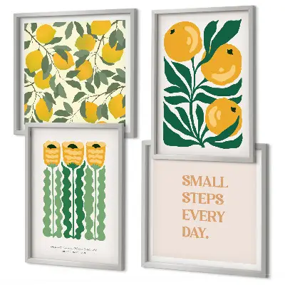 Multi-piece floral wall art set with botanical plant patterns