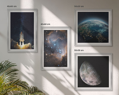 Wall art set Space Earth rocket galaxy