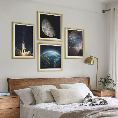 Wall art set Space Earth rocket galaxy