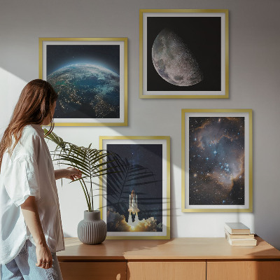 Wall art set Space Earth rocket galaxy