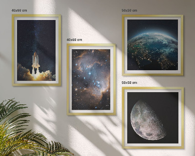 Wall art set Space Earth rocket galaxy