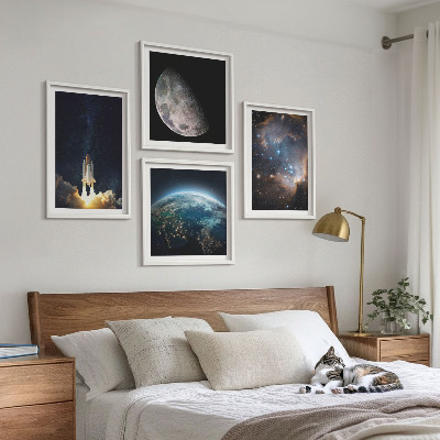 Wall art set Space Earth rocket galaxy