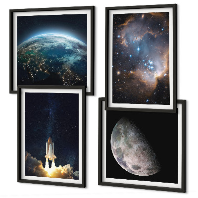 Wall art set Space Earth rocket galaxy