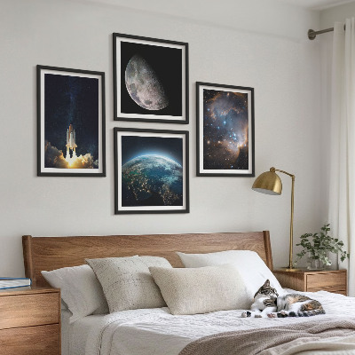 Wall art set Space Earth rocket galaxy