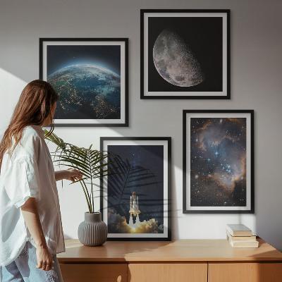 Wall art set Space Earth rocket galaxy