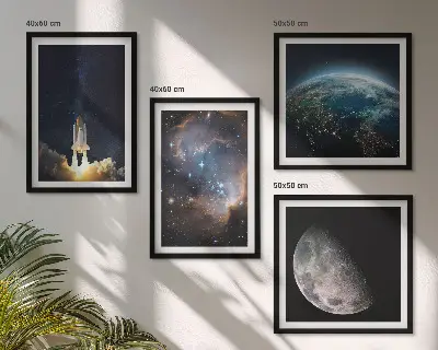 Space Earth rocket galaxy wall art set set of space themed wall art featuring Earth and rockets