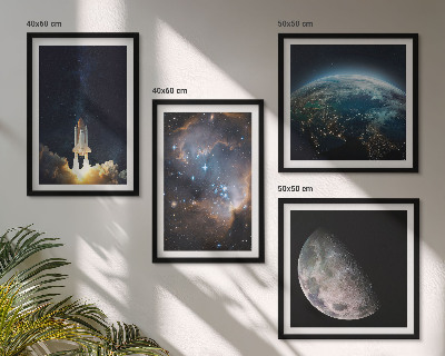 Wall art set Space Earth rocket galaxy
