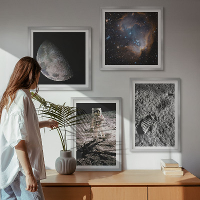 Multi-piece wall decor set Astronaut Moon trail photo