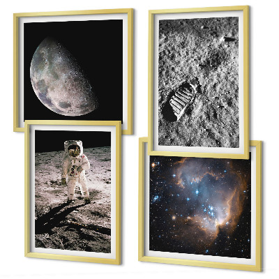 Multi-piece wall decor set Astronaut Moon trail photo