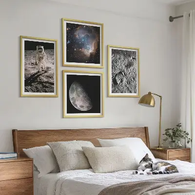 Multi-piece astronaut moon trail wall decor set photographic printed canvas