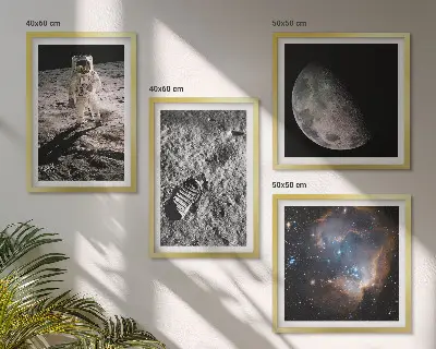 Multi-piece astronaut moon trail wall decor set photographic printed canvas