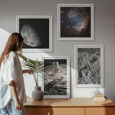 Multi-piece wall decor set Astronaut Moon trail photo