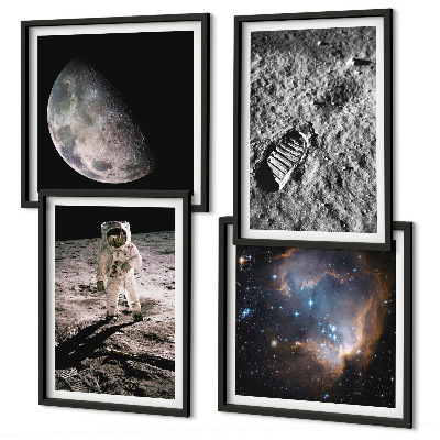 Multi-piece wall decor set Astronaut Moon trail photo