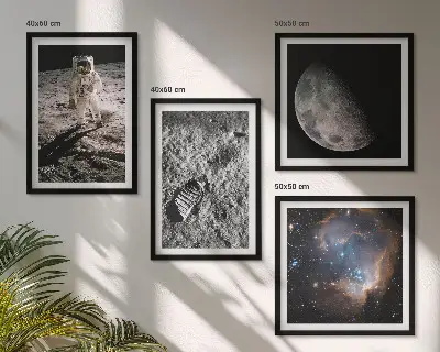 Multi-piece astronaut moon trail wall decor set photographic printed canvas