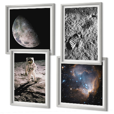 Multi-piece wall decor set Astronaut Moon trail photo