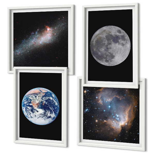 Multi-piece wall decor set Space galaxy moon