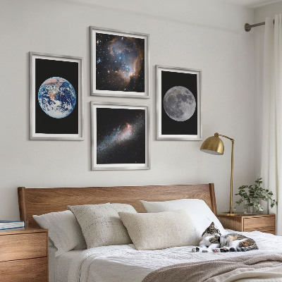 Multi-piece wall decor set Space galaxy moon