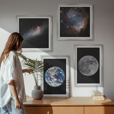 Multi-piece wall decor set Space galaxy moon