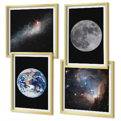 Multi-piece wall decor set space galaxy moon theme