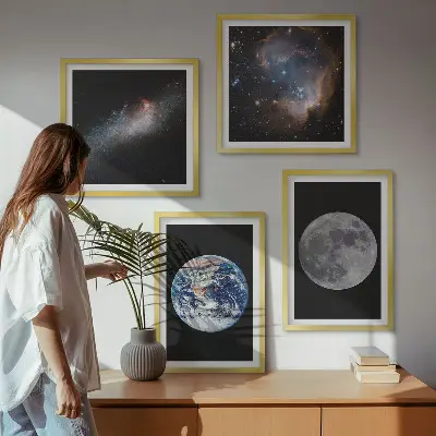 Multi-piece wall decor set space galaxy moon theme