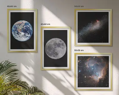 Multi-piece wall decor set space galaxy moon theme