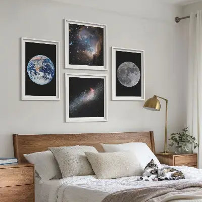 Multi-piece wall decor set space galaxy moon theme
