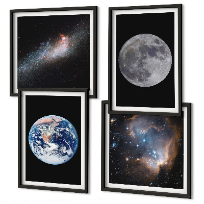 Multi-piece wall decor set Space galaxy moon