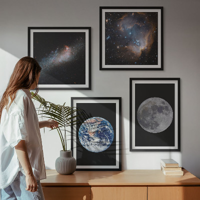 Multi-piece wall decor set Space galaxy moon