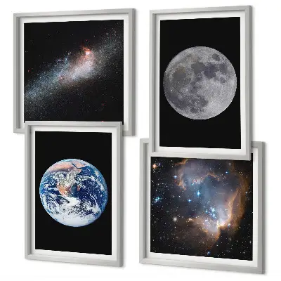 Multi-piece wall decor set space galaxy moon theme