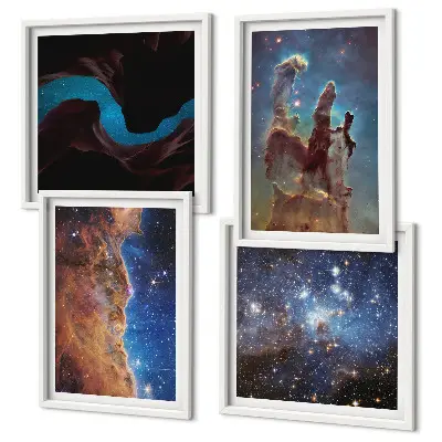 Wall art set featuring space landscapes of galaxies