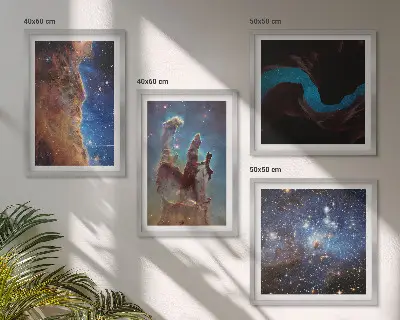 Wall art set featuring space landscapes of galaxies