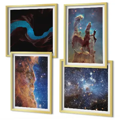 Wall art set featuring space landscapes of galaxies