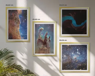 Wall art set featuring space landscapes of galaxies