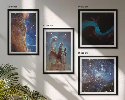 Wall art set featuring space landscapes of galaxies