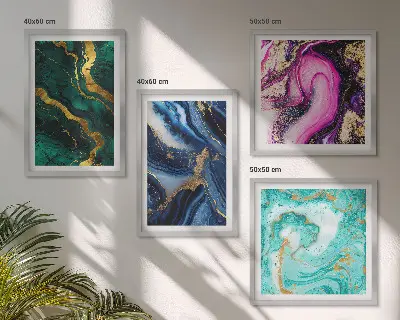 Multi-piece wall art set abstract patterns in pink, green, and blue