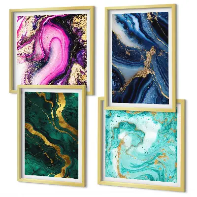 Multi-piece wall art set abstract patterns in pink, green, and blue