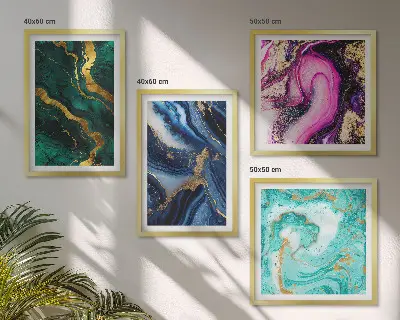Multi-piece wall art set abstract patterns in pink, green, and blue