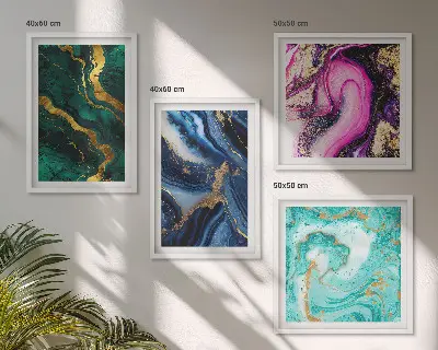 Multi-piece wall art set abstract patterns in pink, green, and blue