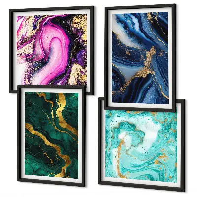 Multi-piece wall art set abstract patterns in pink, green, and blue