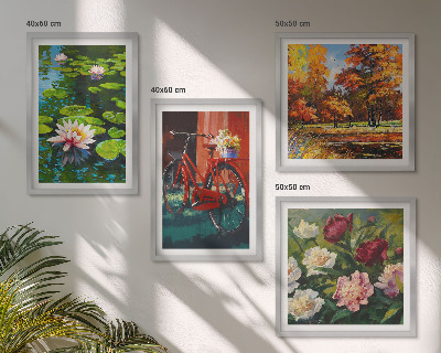 Wall art set Water lilies bicycle flowers