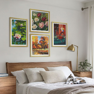 Wall art set Water lilies bicycle flowers