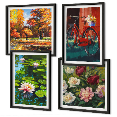 Wall art set Water lilies bicycle flowers