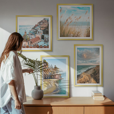 Set of 4 wall art pieces Landscapes beach city cliffs