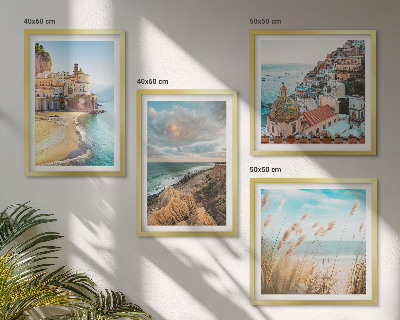 Set of 4 wall art pieces Landscapes beach city cliffs