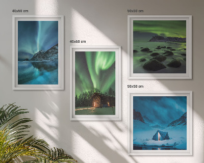 Wall art set Winter landscapes aurora mountains