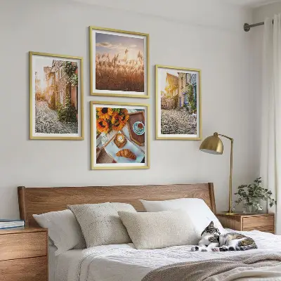 Multi-piece wall decor set featuring charming streets with coffee shops