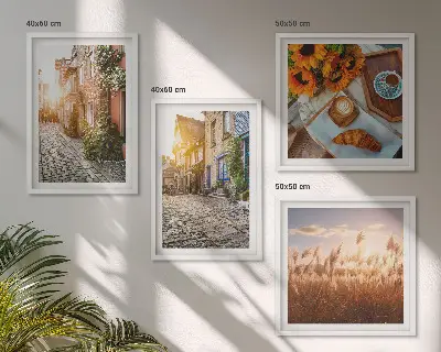 Multi-piece wall decor set featuring charming streets with coffee shops